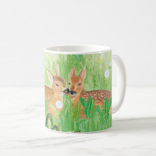 Mug Baby Deer - Fawns in Tall Grass Illustration