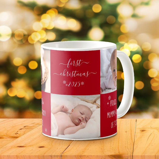 Mug Baby First Christmas Nouveau Maman Papa 4 Photo pe (Créateur téléchargé)