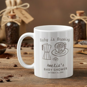 Mug Baby prépare un café Baby Shower rayures