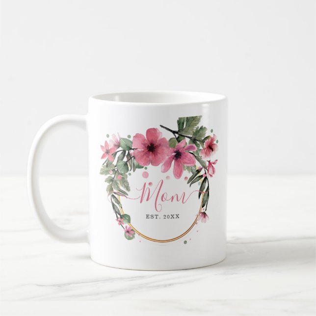 Mug Baby shower d'aquarelle rose et or (Gauche)