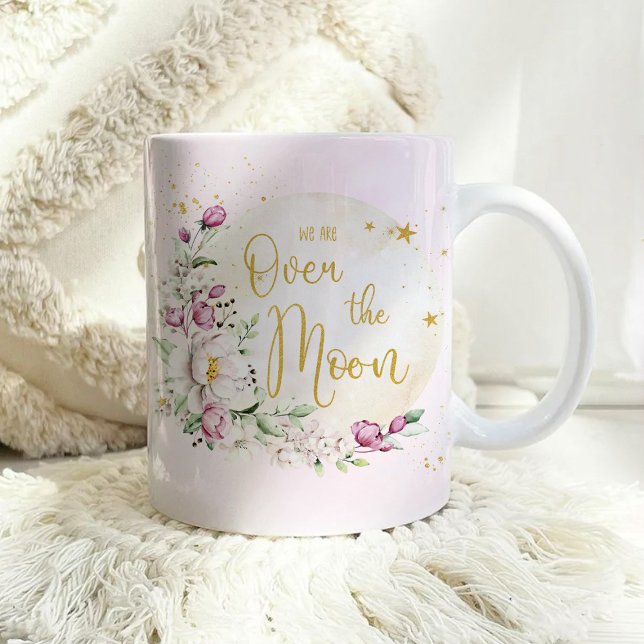 Mug Baby shower rose lune florale (Créateur téléchargé)