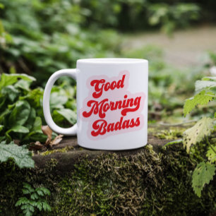 Mug Badass du matin   Drôle Retro Typographie