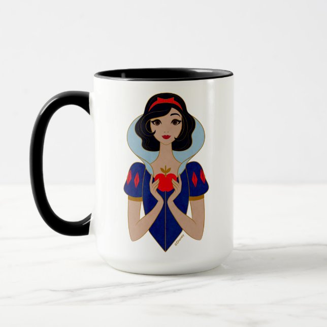 Mug Badge de caractère stylisé blanc neige (Gauche)