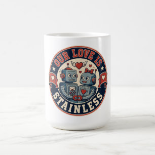 Mug Badge de couple de robots rétro