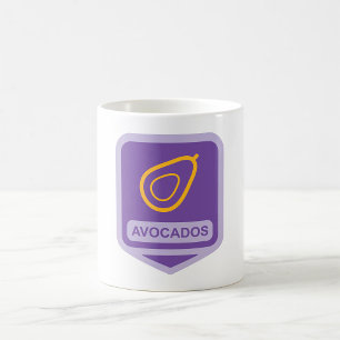 Mug Badge minimaliste Avocado en violet et or