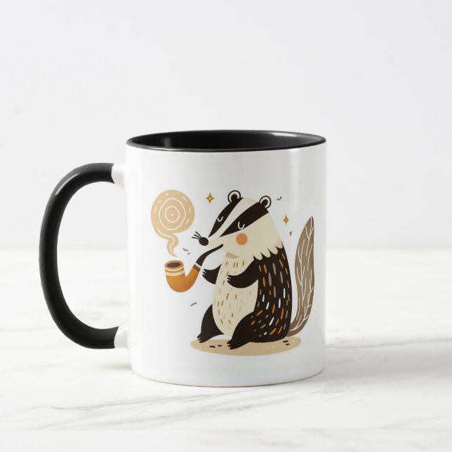 Mug Badger sophistiqué Fumer un tuyau (Gauche)