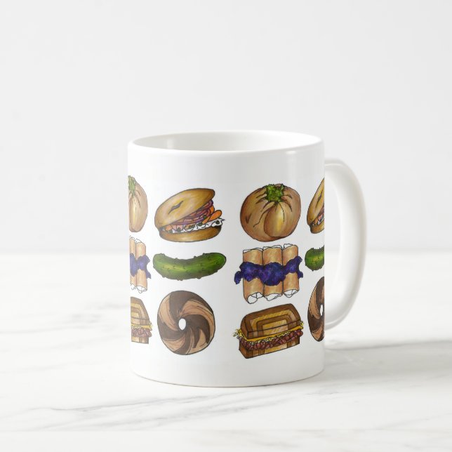 Mug Bagel Pickle Knish Blintz Reuben Jewish Deli (Devant droit)