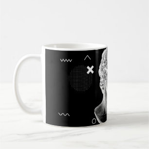 Mug Bague 3D de la tête David de Michel-Ange en pixel 