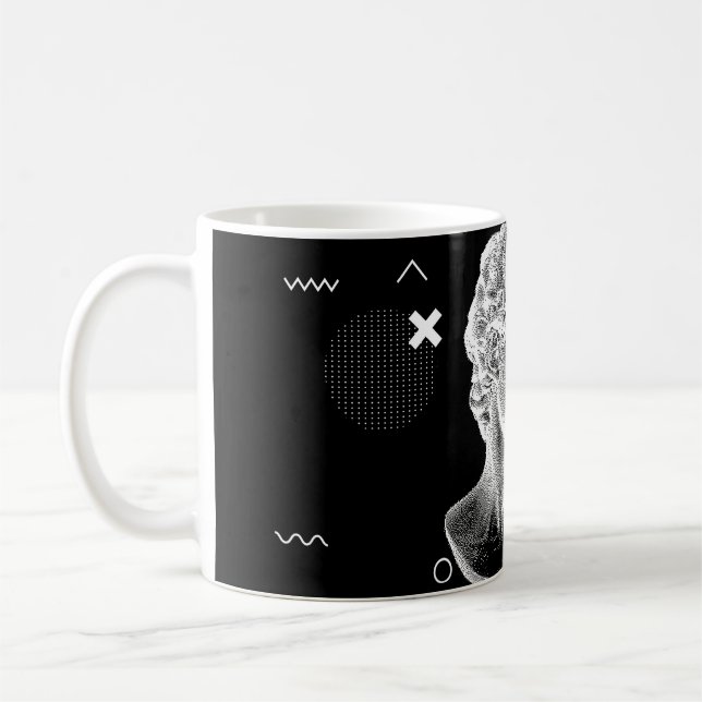 Mug Bague 3D de la tête David de Michel-Ange en pixel  (Gauche)