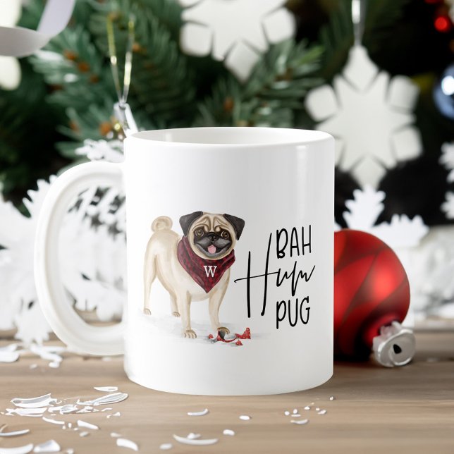 Mug Bah Humpug Naughty Chien Aquarelle Carlin mignon C (Bah Humpug Naughty Dog Watercolor Cute Pug Dog Coffee Mug)
