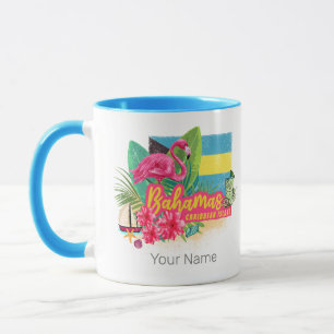 Mug Bahamas rétro caraïbes île flamingo vintage