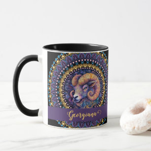 Mug Baies Whimsical personnalisées Zodiac Dot Mandala
