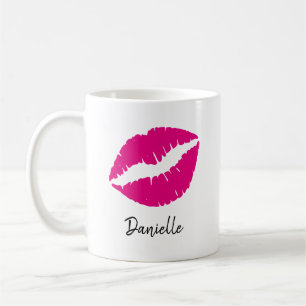 Mug Baiser à lèvres rose chaud personnalisé Impression