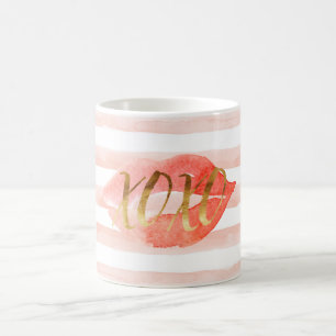 Mug Baiser d'aquarelle XOXO en or rose