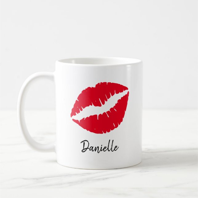Mug Baiser rouge à lèvres personnalisées Impression (Gauche)
