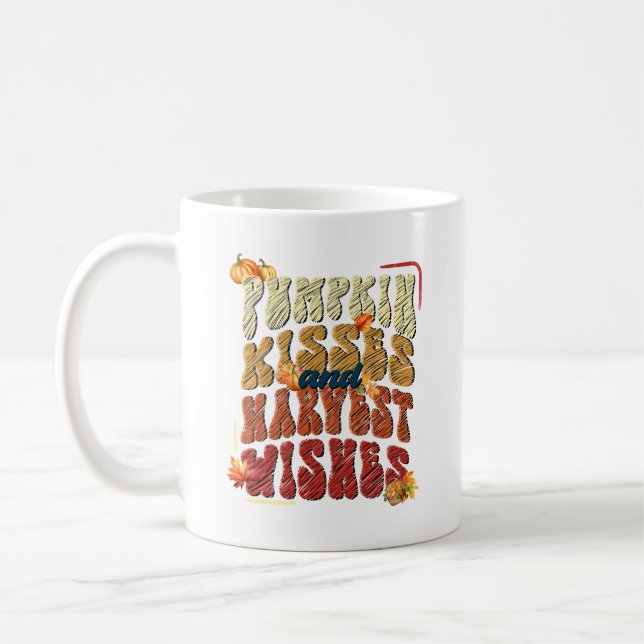 Mug Baisers citrouilles et souhaits de récolte, automn (Gauche)