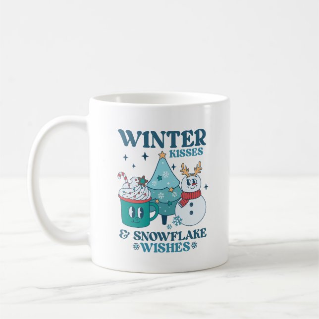 Mug Baisers d'hiver turquoises et voiles de neige mign (Gauche)