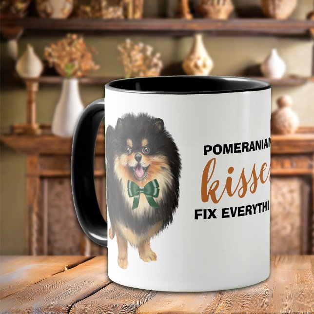 Mug Baisers Poméraniens Tan Noir Réparez Tout Musique (Créateur téléchargé)
