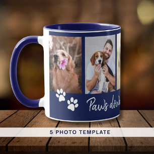 Mug Baisse le meilleur chien papa 5 photo Collage bleu
