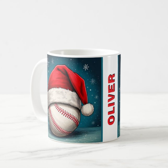 Mug Bal de baseball Rouge Père Noël (Devant gauche)