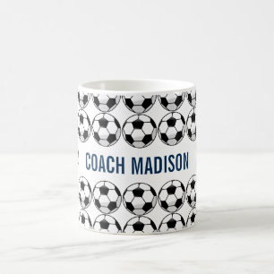 Mug Bal de soccer personnalisé avec nom et numéro d'