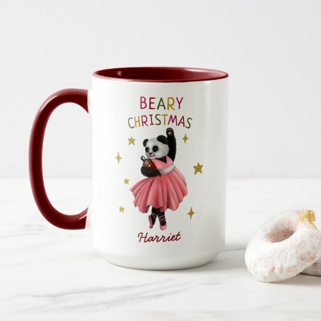 Mug Bal rose mignon Danser Panda Beary Noël (Avec donut)