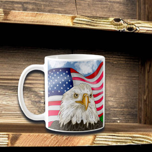 Mug Bald Eagle devant le drapeau américain Art patriot