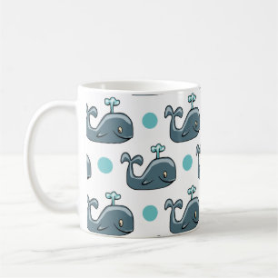 Mug Baleine à dessin gris, Pois bleus