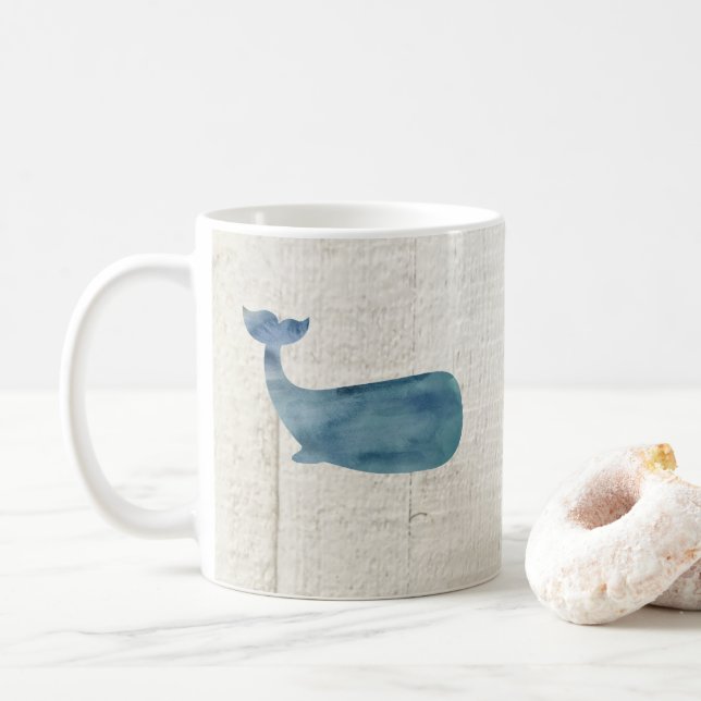 Mug Baleine Bleue Navire nautique Rustique (Avec donut)