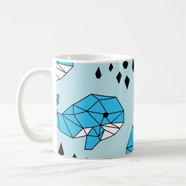 Mug Baleine géométrique : Motif mignon sans couture (Gauche)