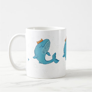 Mug Baleine Roi avec Couronne Art Populaire Océaniqu