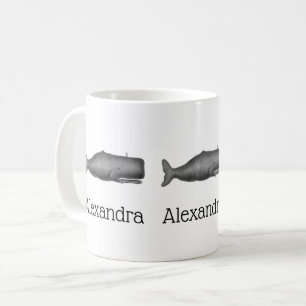 Mug Baleine stylisée du XIXe siècle de style vintage #