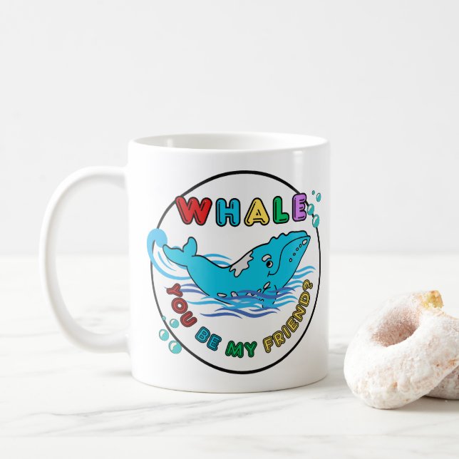 Mug Baleine Tu Es Mon Ami Blue Bubble Humpback Whale (Avec donut)