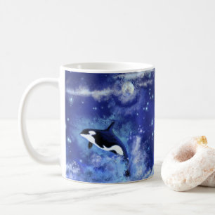 Mug Baleines tueuses en Pleine lune - Dessin d'art - B
