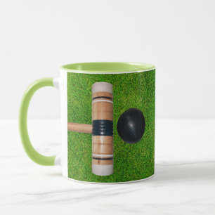 Mug Balle de Croquet, Mallet, Herbe Verte