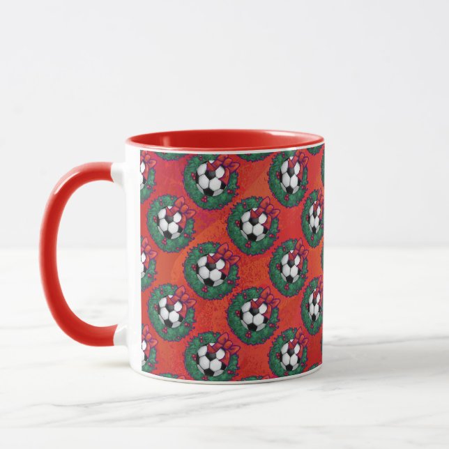 Mug Balle de football en Motif de couronne sur rouge (Gauche)