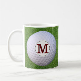 Mug Balle de golf Monogramme Golfeur Verts Gazon Herbe