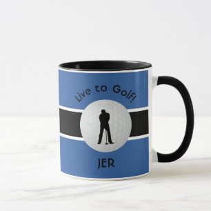 Mug Balle de golf vivante Golfeur Figure Monogramme no