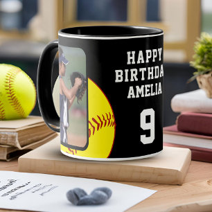 Mug Balle de softball Joyeux Anniversaire 2 Photos