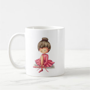 Mug Ballerina en robe rose se préparant à danser