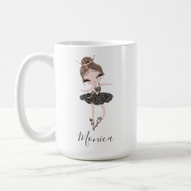 Mug Ballerina Princess Girl Nom personnalisé Ballet Do (Gauche)