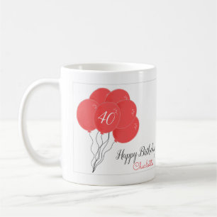 Mug Ballon rose de 40e anniversaire