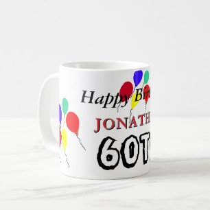 Mug Ballons pour les 60 ans Anniversaire Rouge Vert To