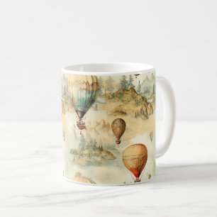 Mug Balloon vintage à air chaud dans un paysage serein