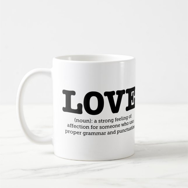 Mug Ballot de grammaire anglaise de définition d'amour (Gauche)
