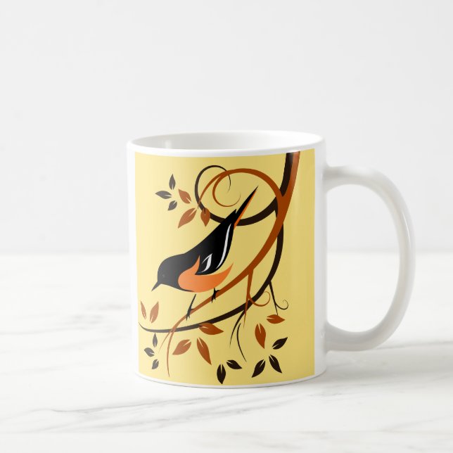 Mug Baltimore Oriole Stylisé Design d'oiseaux (Droite)