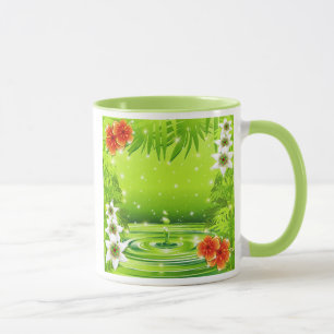 Mug Bambou, eau et fleurs tropicales