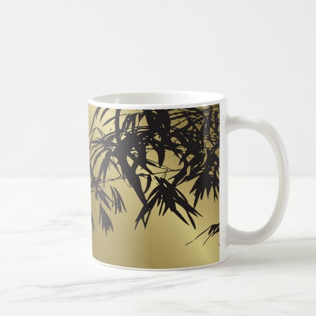 Mug Bambou Feuille Noir + Or Personnalisé Boug Cadeau (Droite)