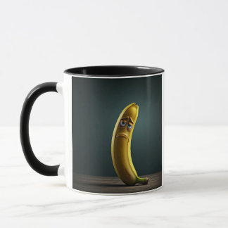 Mug banane drôle triste visage