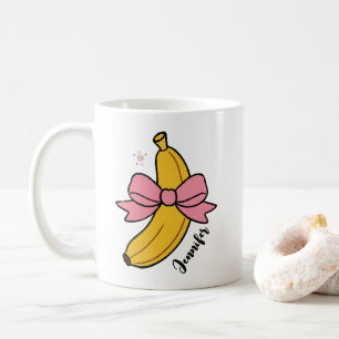 Mug banane mignonne avec coquette rose nom personnalis